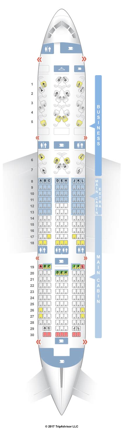 Seat map of American Airlines Boeing 787.